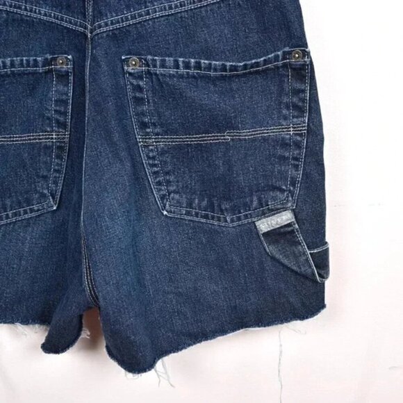 Vintage Y2K Silver Jeans Denim Short Overalls Shortalls Size 3 26-27 - Picture 4 of 7